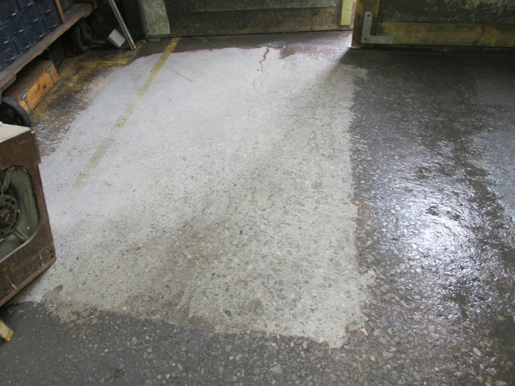 A machine shop that was cleaned with KL#1. This was years of dirt and grime.